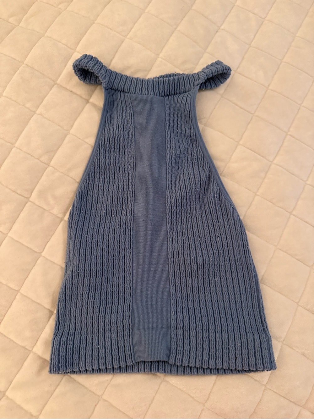 Free People Dusty Blue Ribbed Halter Tank